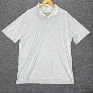 Peter Millar Summer Comfort Polo Men’s XL White Blue, Sports & Alligators Print